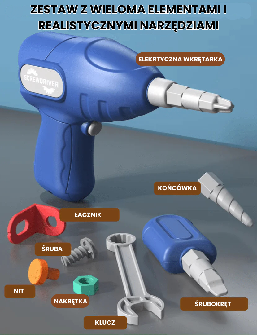 BuildiBox - Wielki zestaw konstrukcyjny z wkrętarką 228 el.