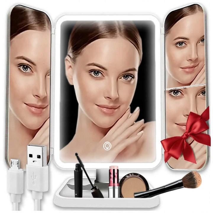 Podświetlana lusterko do makijażu rozkładane