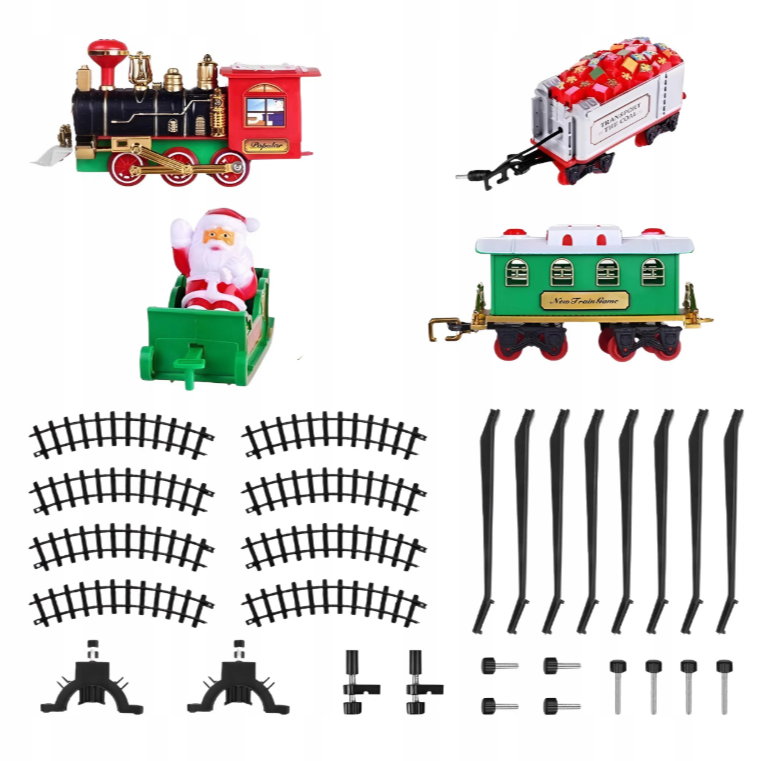 Magiczny Pociąg Świąteczny Wokół Choinki z Mikołajem (90cm)