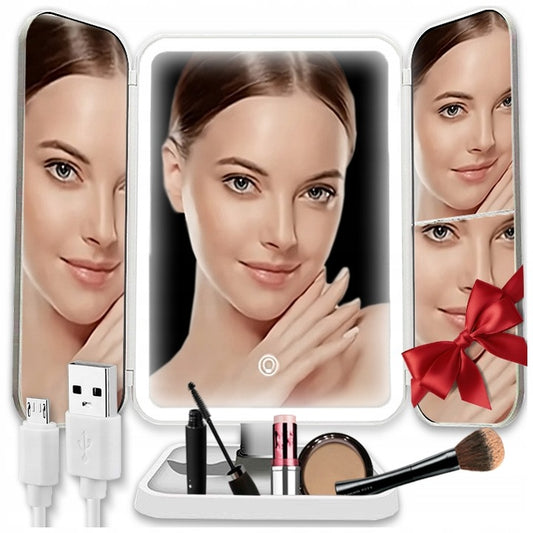 Podświetlana lusterko do makijażu rozkładane